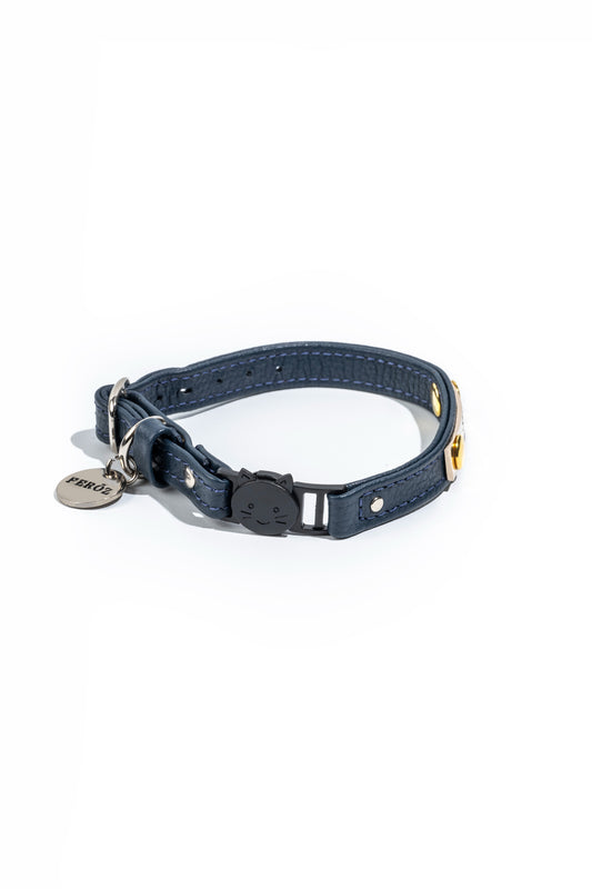 Collar de gato azul navy